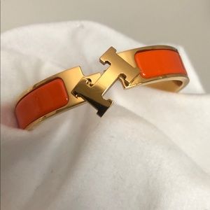 Hermes Clic Clac H bracelet GM orange & gold